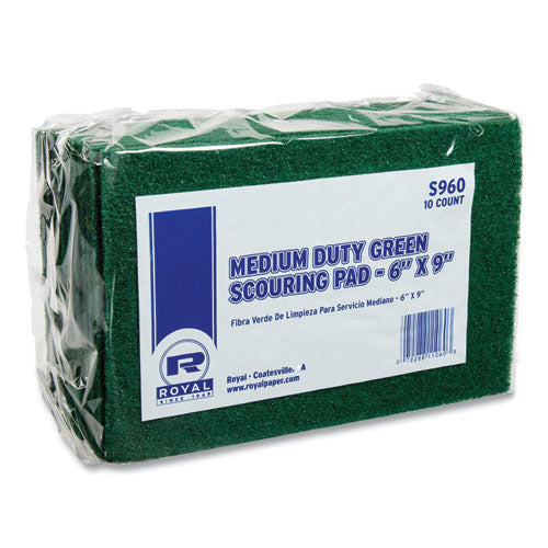 Almohadilla para fregar de uso mediano, 6 x 9, verde, 10 almohadillas/paquete, 6 paquetes/caja
