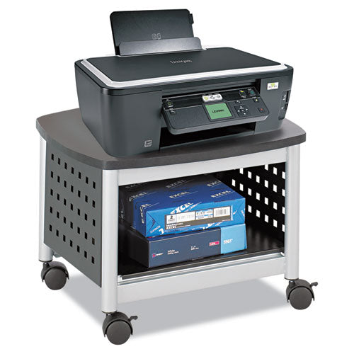 Scoot Soporte para impresora debajo del escritorio, metal, 2 estantes, capacidad de 100 lb, 20.25" x 16.5" x 14.5", negro/plateado
