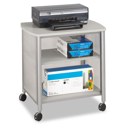 Soporte para máquina de escritorio Impromptu, metal, 3 estantes, capacidad de 100 lb, 26.25" x 21" x 26.5", gris