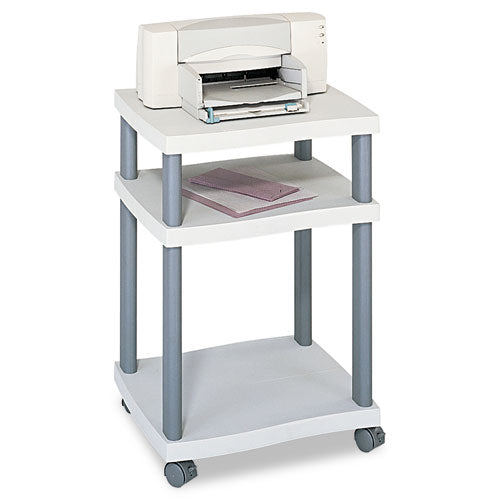 Soporte para impresora de escritorio Wave Design, plástico, 3 estantes, 20" x 17.5" x 29.25", blanco/gris carbón