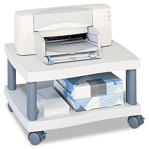 Wave Design Soporte para impresora debajo del escritorio, plástico, 2 estantes, 20" x 17.5" x 11.5", blanco/gris carbón