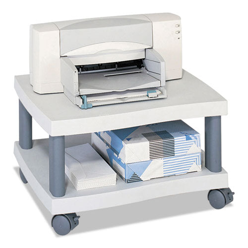 Wave Design Soporte para impresora debajo del escritorio, plástico, 2 estantes, 20" x 17.5" x 11.5", blanco/gris carbón
