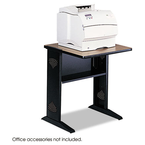 Soporte para fax/impresora con parte superior reversible, metal, 1 estante, 23,5" x 28" x 30", roble mediano/negro