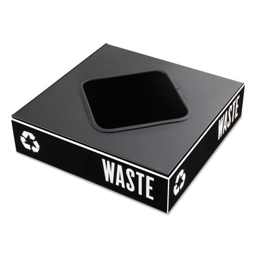 Public Square Recycling Container Lid, Square Opening, 15.25w X 15.25d X 2h, Black