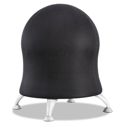 Silla Zenergy Ball, sin respaldo, soporta hasta 250 lb, asiento de tela negra, base plateada
