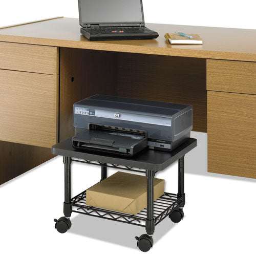 Soporte para impresora/fax debajo del escritorio, madera de ingeniería, 2 estantes, 19" x 16" x 13.5", negro
