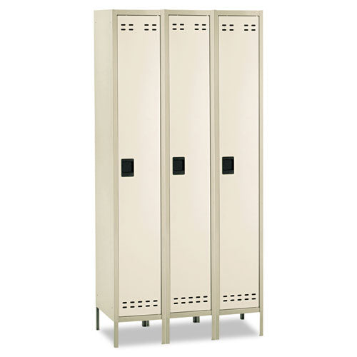 Locker de tres columnas de un solo nivel, 36 de ancho x 18 de profundidad x 78 de alto, gris bicolor