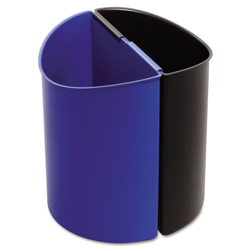 Recipiente de reciclaje para escritorio, 3 galones, plástico, negro/azul