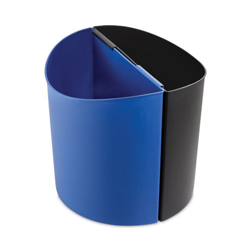 Recipiente de reciclaje para escritorio, 7 gal, plástico, negro/azul