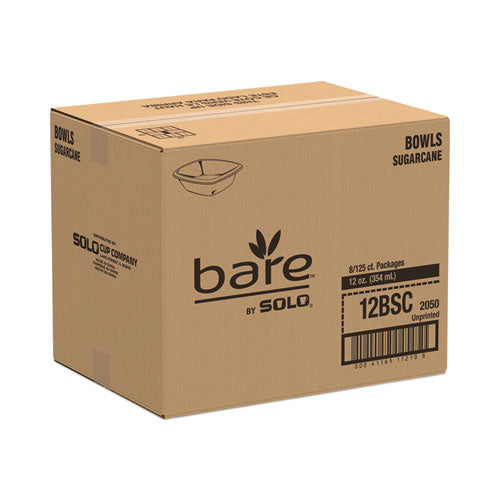 Vajilla de caña de azúcar Bare Eco-forward, tazón, 12 oz, marfil, 125/paquete, 8 paquetes/cartón