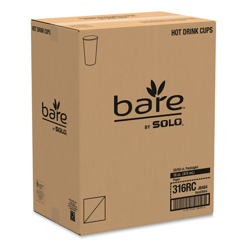 Bare Eco-forward Recycled Content Pcf Vasos calientes de papel, 16 oz, verde/blanco/beige, 1,000/cartón