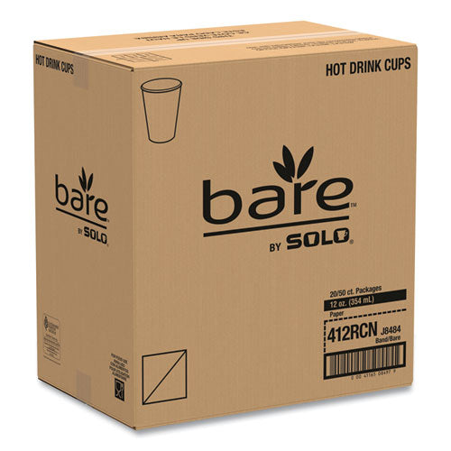 Bare Eco-forward Recycled Content Pcf Vasos calientes de papel, 12 oz, verde/blanco/beige, 1000/cartón