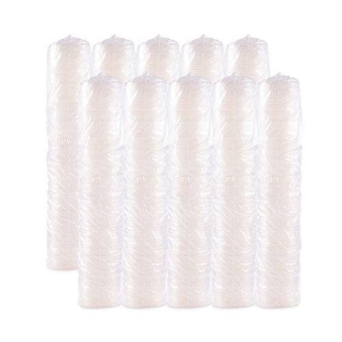 Tapas planas para vasos fríos de plástico de poliestireno con ranura para popote, se adaptan a vasos de 28 oz, translúcidos, 960/cartón