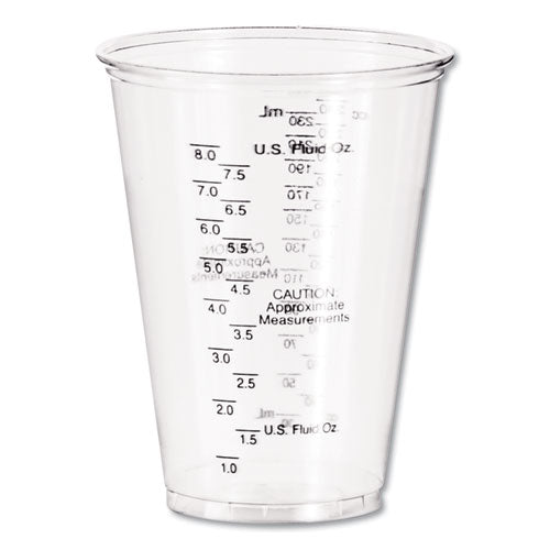 Vasos médicos y dentales de plástico, 10 oz, transparentes, graduados, 50/bolsa, 20 bolsas/cartón