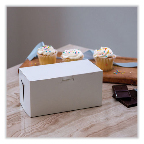 Cajas para panadería sin ventana, de una pieza, blancas, estándar, 9 x 5 x 4, blancas, papel, 250/atado