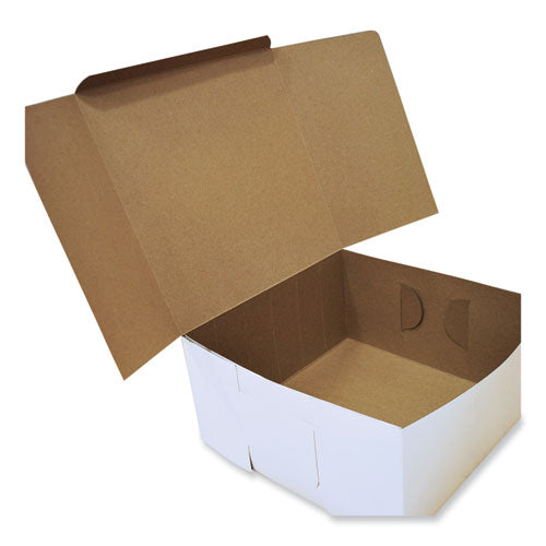 Cajas para panadería sin ventana, de una pieza, blancas, estándar, 12 x 12 x 6, blanco/kraft, papel, 50/atado