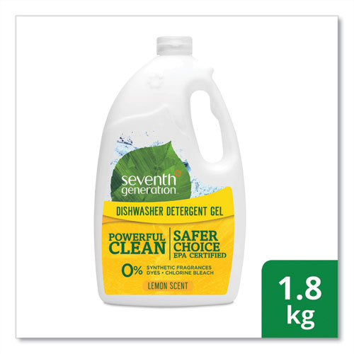 Gel para lavavajillas automático natural, limón, botella gigante de 70 oz, 6/ct