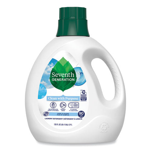 Detergente líquido natural para ropa, sin fragancia, botella de 135 oz, 4/cartón