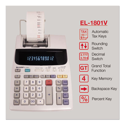 Calculadora de impresión a dos colores El-1801v, impresión en negro/rojo, 2,1 líneas/seg.