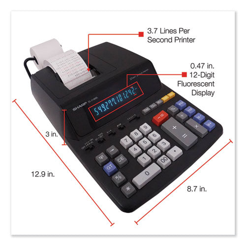 Calculadora de impresión en dos colores El2196bl, impresión en negro/rojo, 3,7 líneas/seg.
