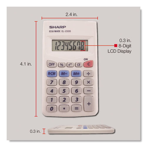 Calculadora de bolsillo El233sb, Lcd de 8 dígitos
