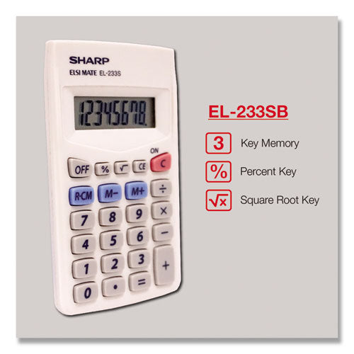 Calculadora de bolsillo El233sb, Lcd de 8 dígitos