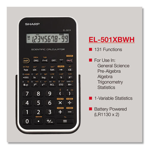 Calculadora científica El-501xbwh, LCD de 10 dígitos