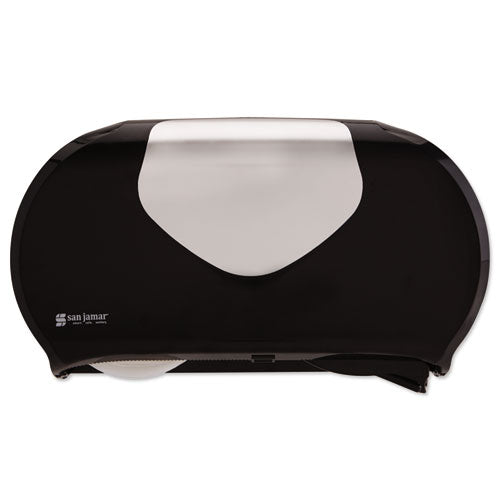 Twin 9" Jumbo Tissue Dispenser, Classic, 19 X 5.25 X 12, Transparent Black Pearl