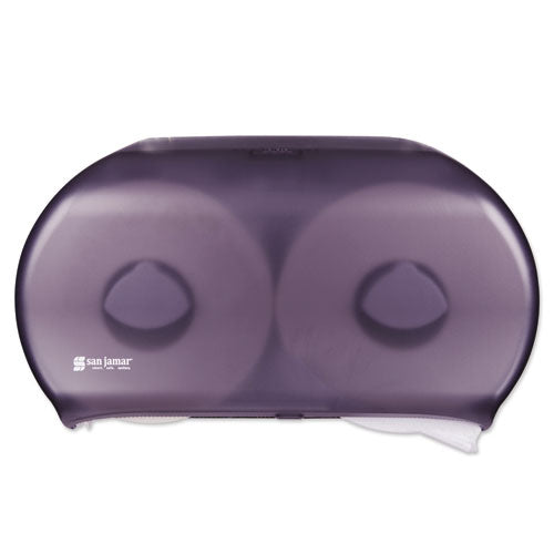 Dispensador de papel higiénico Twin Jbt de 9", océanos, 19 x 5,25 x 12, transparente negro perla