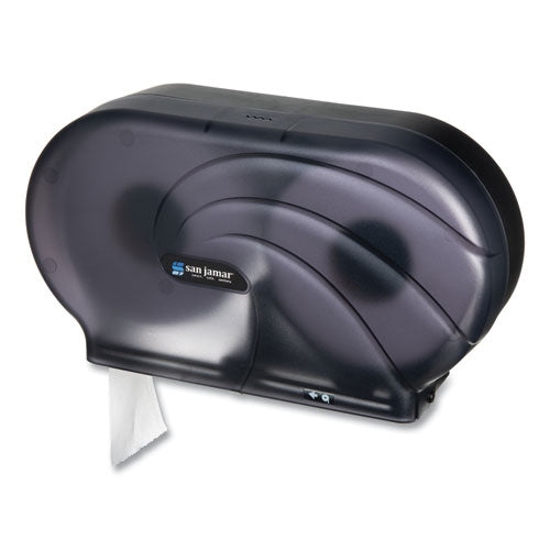 Dispensador de papel higiénico Twin Jbt de 9", océanos, 19 x 5,25 x 12, transparente negro perla