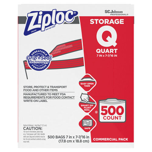 Double Zipper Storage Bags, 1 Gal, 1.75 Mil, 10.56" X 10.75", Clear, 38/box