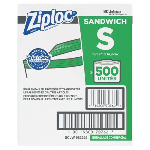 Bolsas para sándwich resellables, 1,2 mil, 6,5" x 5,88", transparentes, 40 bolsas/caja, 12 cajas/cartón