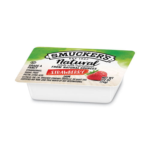 Mermelada natural Smuckers de 1/2 onza, contenedor de 0.5 oz, fresa, 200/cartón