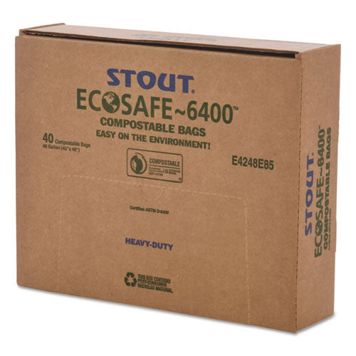 Bolsas Ecosafe-6400, 48 gal, 0,85 mil, 42" x 48", verde, 40/caja