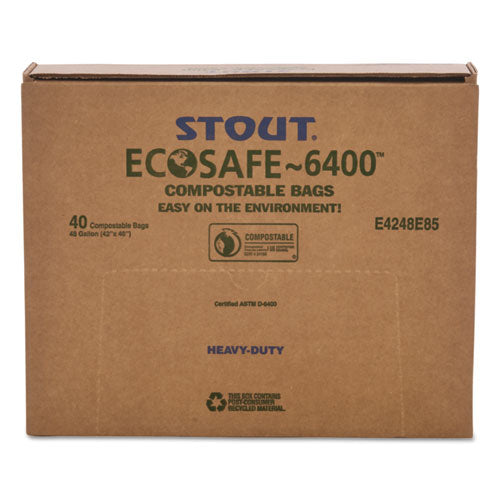 Bolsas Ecosafe-6400, 48 gal, 0,85 mil, 42" x 48", verde, 40/caja