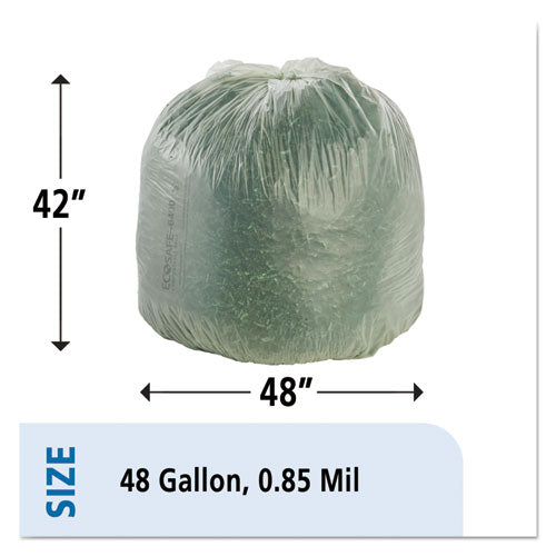 Bolsas Ecosafe-6400, 48 gal, 0,85 mil, 42" x 48", verde, 40/caja