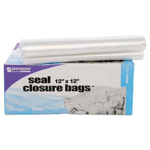 Seal Closure Bags, 2 Mil, 12" X 12", Clear, 500/carton