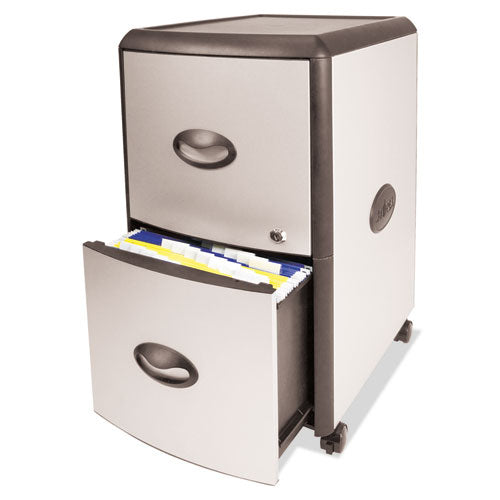 Mobile Filing Cabinet With Metal Siding, 2 Letter-size File Drawers, Silver/black, 19" X 15" X 23"