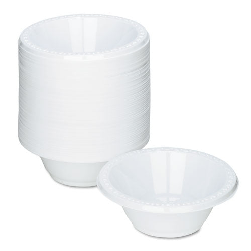 Vajilla de plástico, tazones, 12 oz, blanco, 125/paquete