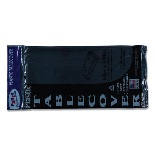 Juego de mesa Manteles rectangulares, plástico pesado, 54" x 108", negro, 6/paquete