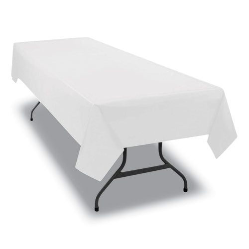 Juego de mesa Cubierta de mesa rectangular, Plástico pesado, 54" X 108", Blanco, 6/paquete