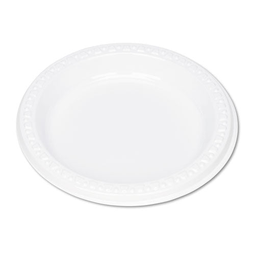 Vajilla de plástico, platos, 6" de diámetro, blanco, 125/paquete