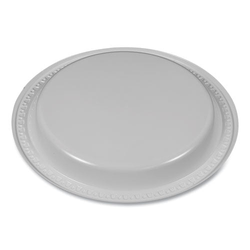 Vajilla de plástico, platos, 9" de diámetro, blanco, 500/cartón