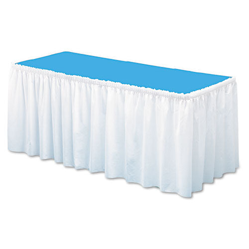 Juego de mesa Rodapié de mesa tipo lino, poliéster, 29" x 14 pies, blanco