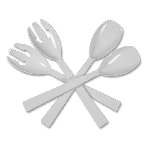 Juego de mesa de plástico para servir tenedores y cucharas, blanco, 24 tenedores, 24 cucharas por paquete