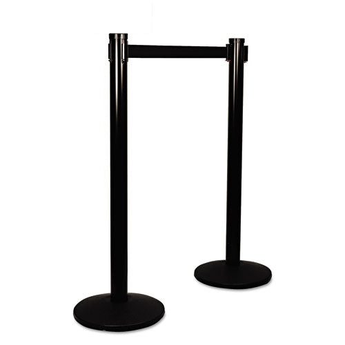 Postes de control de multitudes Adjusta-tape únicamente, acero, 40" de alto, negro, 2/caja