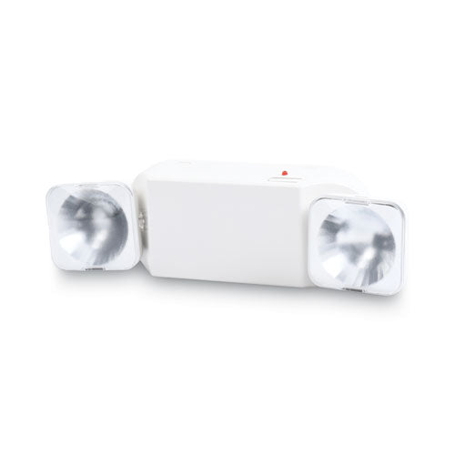 Unidad de iluminación de emergencia de doble haz con cabezal giratorio, 12,75 ancho x 4 profundidad x 5,5" alto, blanco