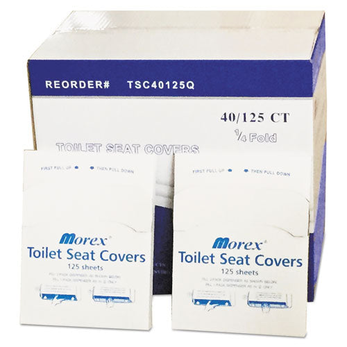 Cubiertas de asiento de inodoro plegadas por la mitad, 14,75 x 16,5, blancas, 5000/caja