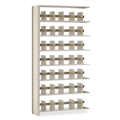 Unidad complementaria cerrada de siete estantes encajables, acero, 48 de ancho x 12 de profundidad x 88 de alto, arena