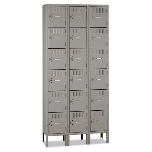 Compartimentos tipo caja con patas, apilamiento triple, 36 de ancho x 18 de profundidad x 78 de alto, gris medio
